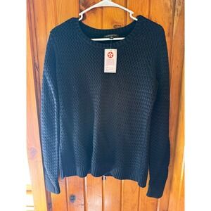 Banana Republic Black Textured Knit Crew Neck Long Sleeve Sweater Size‎ Large